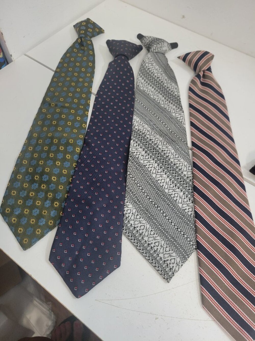 Four Vintage Clip on Ties